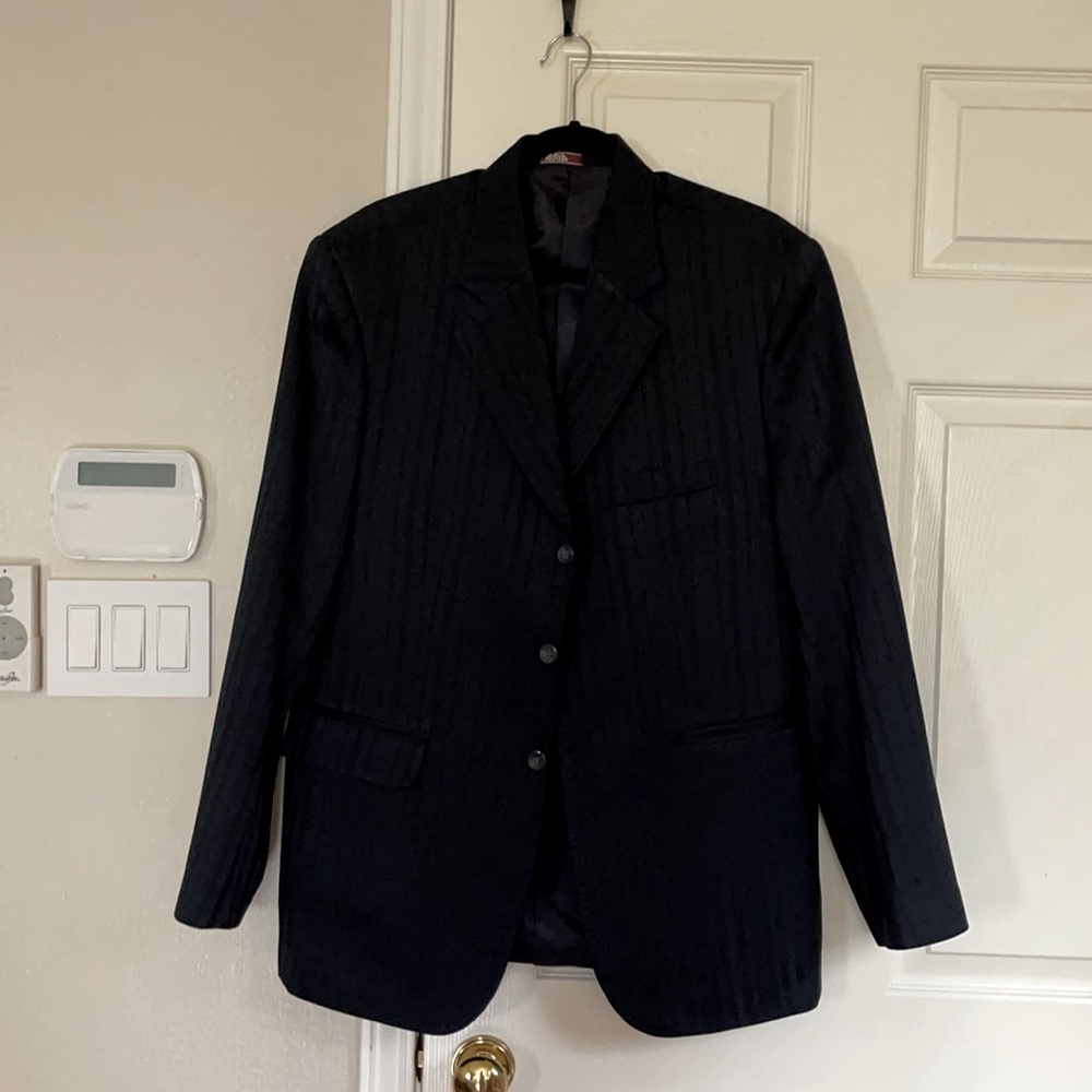 Navy striped suite. Jacket and pants.